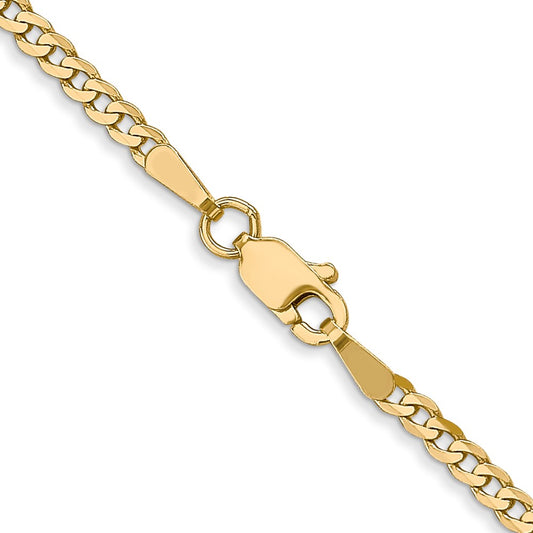 14K Yellow Gold 2.2mm Flat Beveled Curb Chain