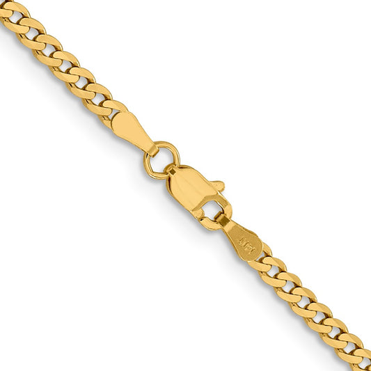 14K Yellow Gold 2.3mm Flat Beveled Curb Chain