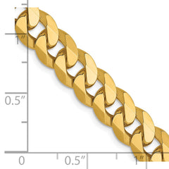 Cadena barbada plana biselada de 8 mm de oro amarillo de 14 quilates