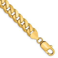 14K Yellow Gold 8mm Flat Beveled Curb Chain