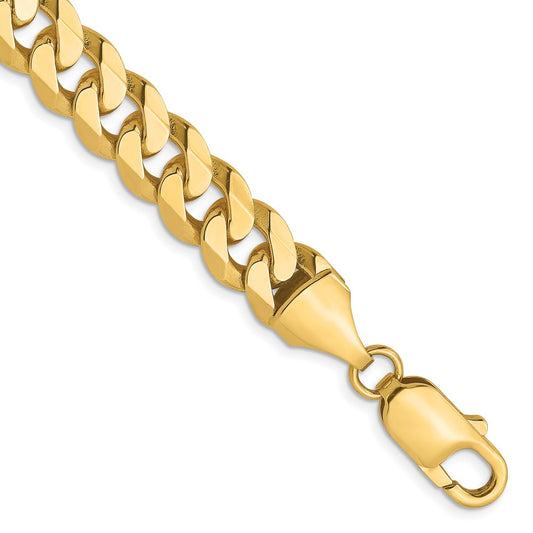 14K Yellow Gold 8.75mm Flat Beveled Curb Chain