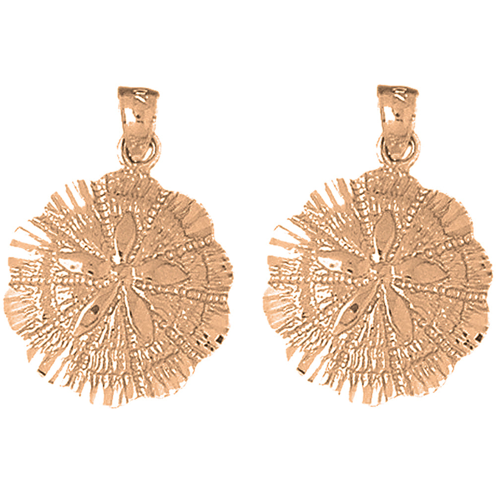 14K or 18K Gold 26mm Sand Dollar Earrings