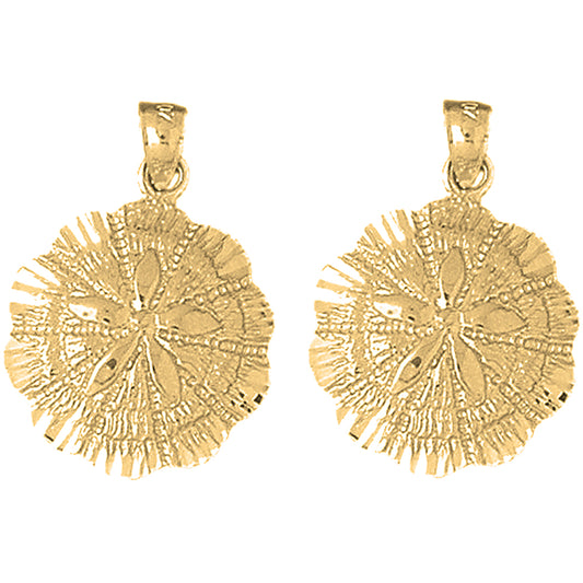 Yellow Gold-plated Silver 26mm Sand Dollar Earrings