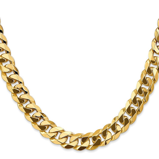 14K Yellow Gold 9.5mm Flat Beveled Curb Chain