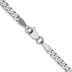 14K White Gold 2.9mm Flat Beveled Curb Chain