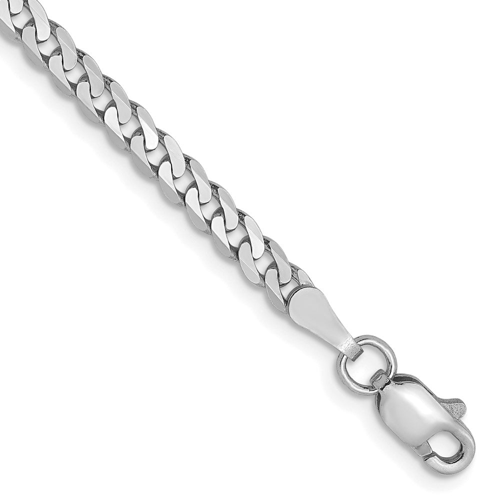 14K White Gold 2.9mm Flat Beveled Curb Chain