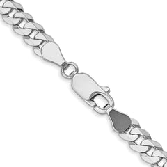 14K White Gold 4.5mm Flat Beveled Curb Chain