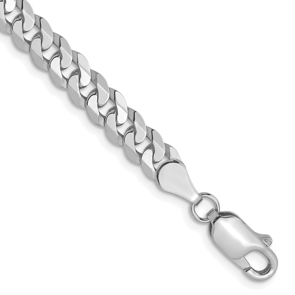 14K White Gold 4.5mm Flat Beveled Curb Chain