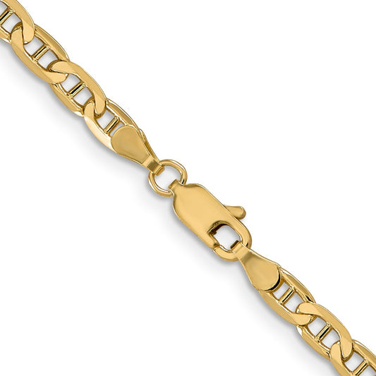 Cadena de ancla cóncava de oro amarillo de 14 quilates de 3,75 mm