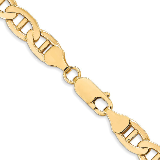 14K Yellow Gold 7mm Concave Anchor Chain