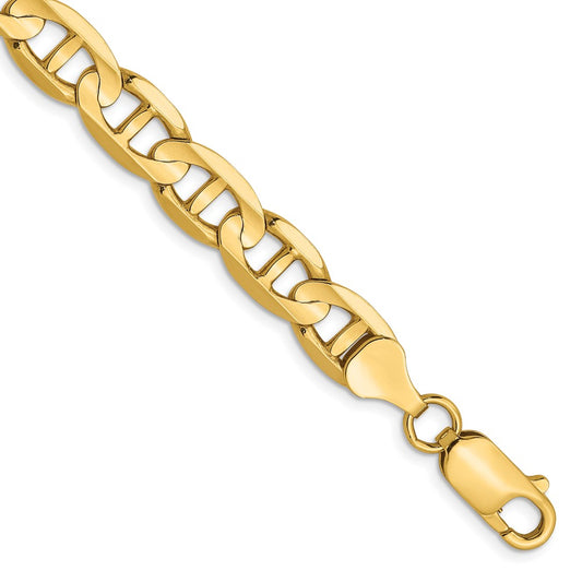 14K Yellow Gold 7mm Concave Anchor Chain