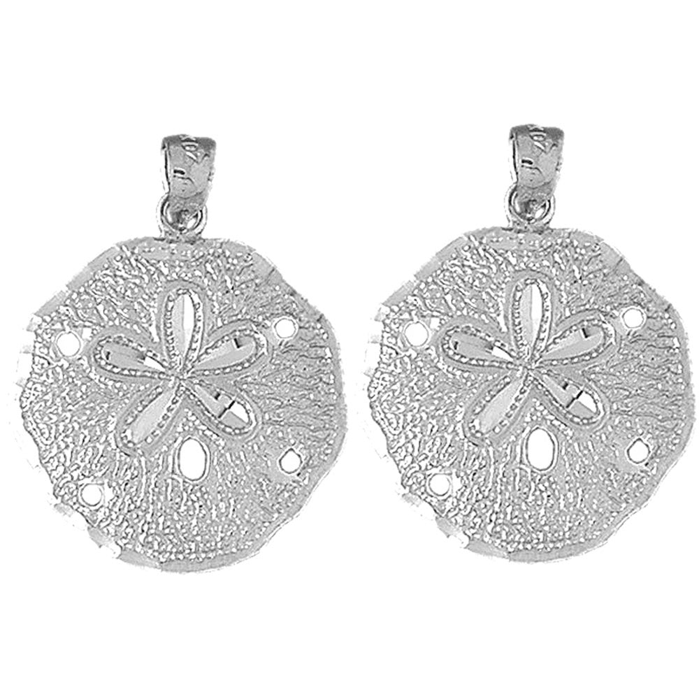 Sterling Silver 32mm Sand Dollar Earrings