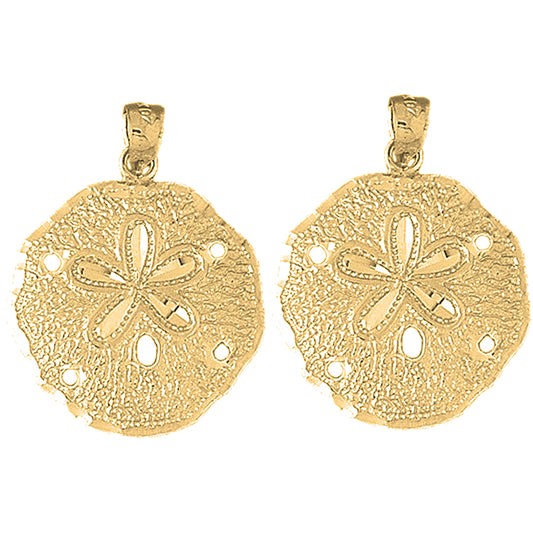 Yellow Gold-plated Silver 32mm Sand Dollar Earrings