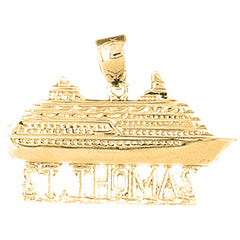 10K, 14K or 18K Gold St. Thomas Cruise Ship Pendant