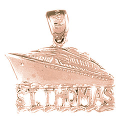 10K, 14K or 18K Gold St. Thomas Cruise Ship Pendant