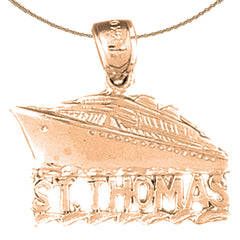 10K, 14K or 18K Gold St. Thomas Cruise Ship Pendant