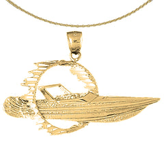 10K, 14K or 18K Gold Speed Race Boat Pendant