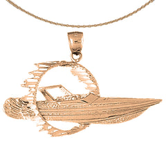 10K, 14K or 18K Gold Speed Race Boat Pendant