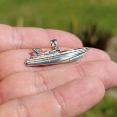 10K, 14K or 18K Gold Speed Race Boat Pendant