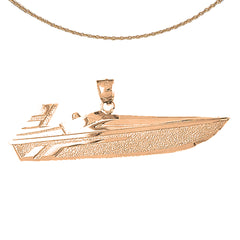 10K, 14K or 18K Gold Speed Race Boat Pendant