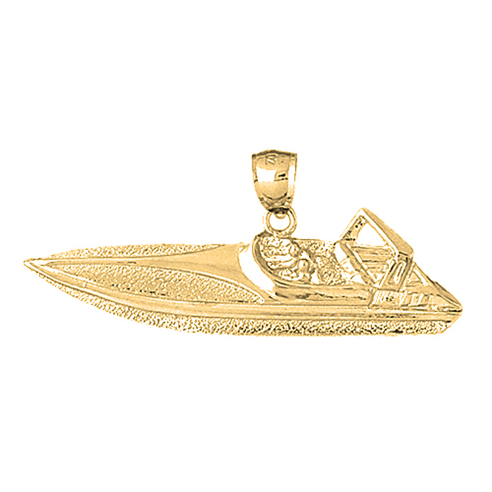 10K, 14K or 18K Gold Motor Boat Pendant