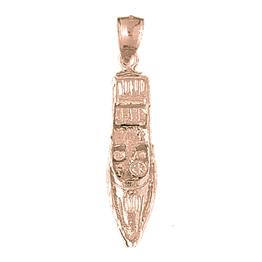 10K, 14K or 18K Gold Motor Boat Pendant