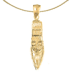 10K, 14K or 18K Gold Motor Boat Pendant