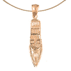 10K, 14K or 18K Gold Motor Boat Pendant