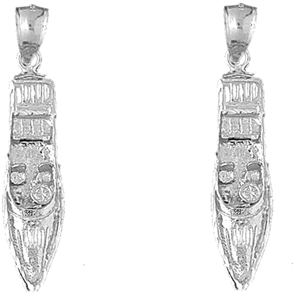 Sterling Silver 44mm Motor Boat Earrings