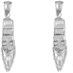 Sterling Silver 44mm Motor Boat Earrings