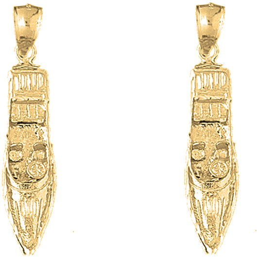 Yellow Gold-plated Silver 44mm Motor Boat Earrings