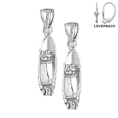 Sterling Silver 25mm Jet Ski 3D Earrings (White or Yellow Gold Plated)