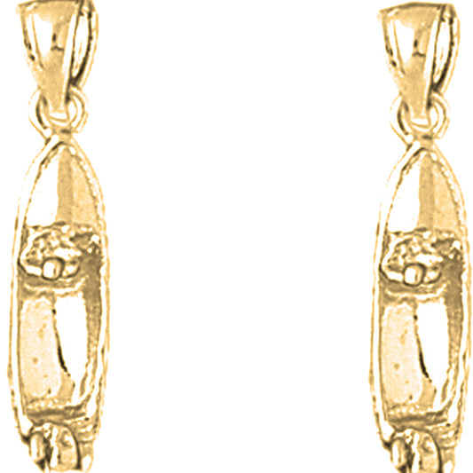 Yellow Gold-plated Silver 25mm Jet Ski 3D Earrings