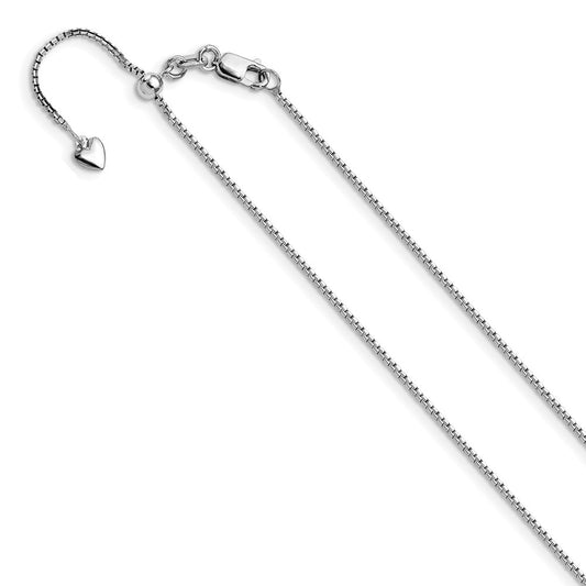 14K White Gold Adjustable 1mm Diamond-cut Box Chain