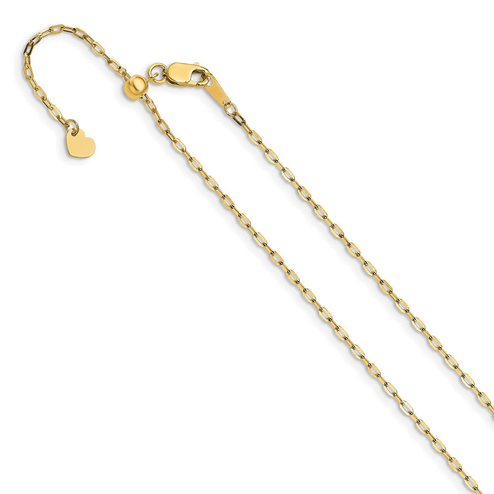 14K Yellow Gold Adjustable 1.3mm Flat Cable Chain