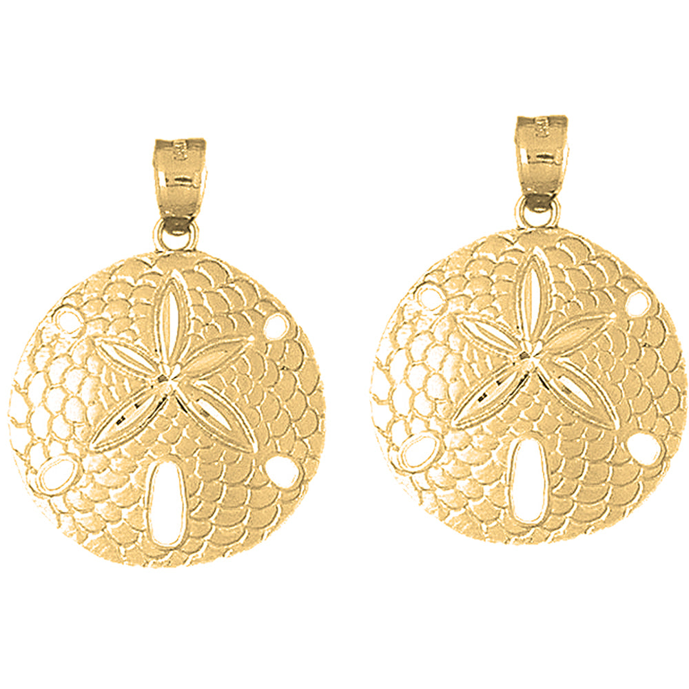 14K or 18K Gold 35mm Sand Dollar Earrings