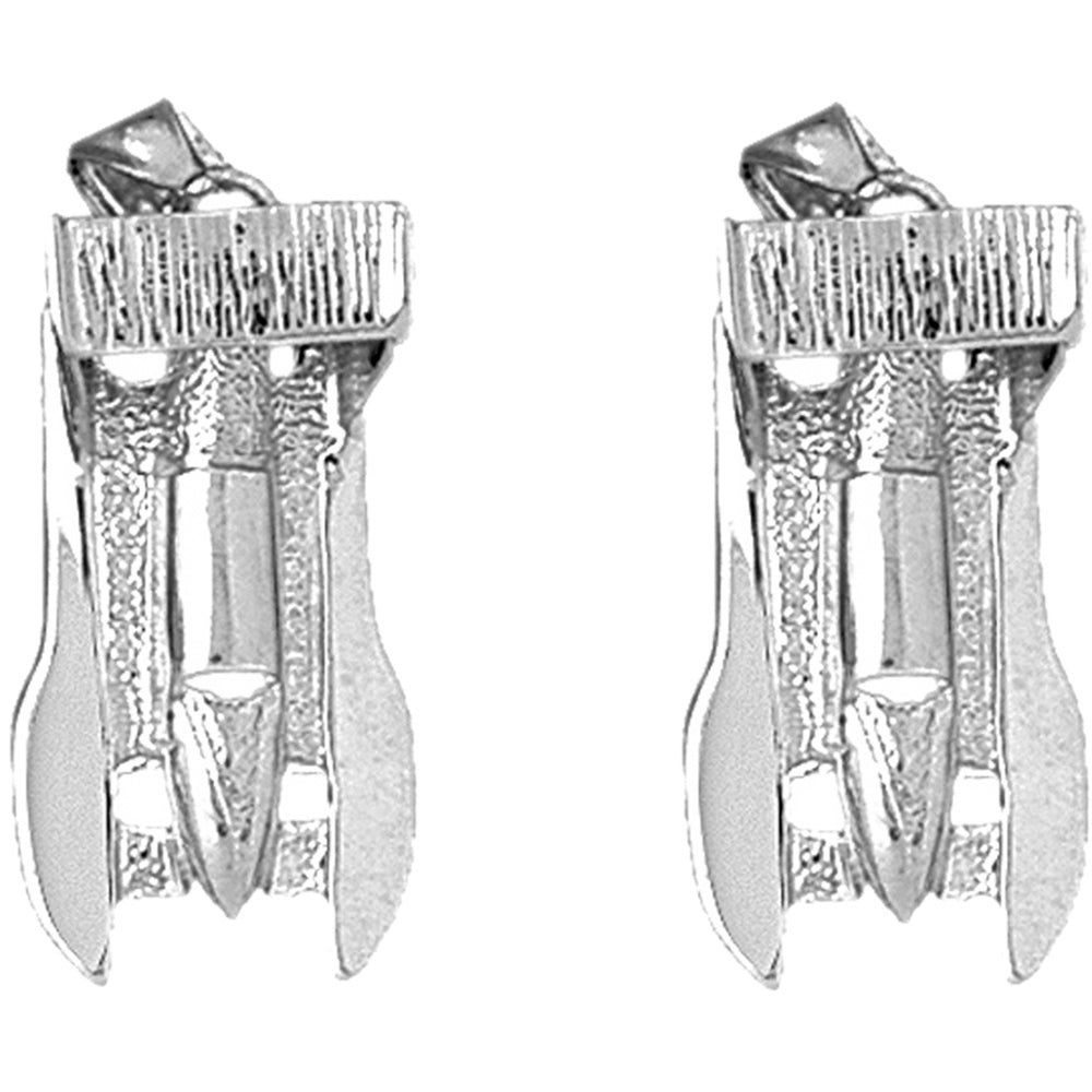 Sterling Silver 30mm Race Boat 3D Earrings