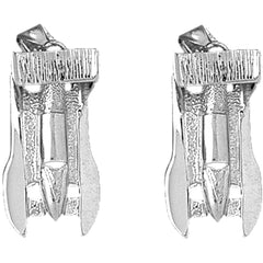 Sterling Silver 30mm Race Boat 3D Earrings