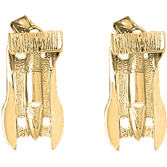 Yellow Gold-plated Silver 30mm Race Boat 3D Earrings
