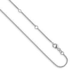 14K White Gold 1.4mm Round Cable 1in+1in Adjustable Chain