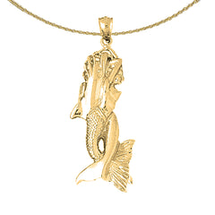 10K, 14K or 18K Gold Mermaid Pendant