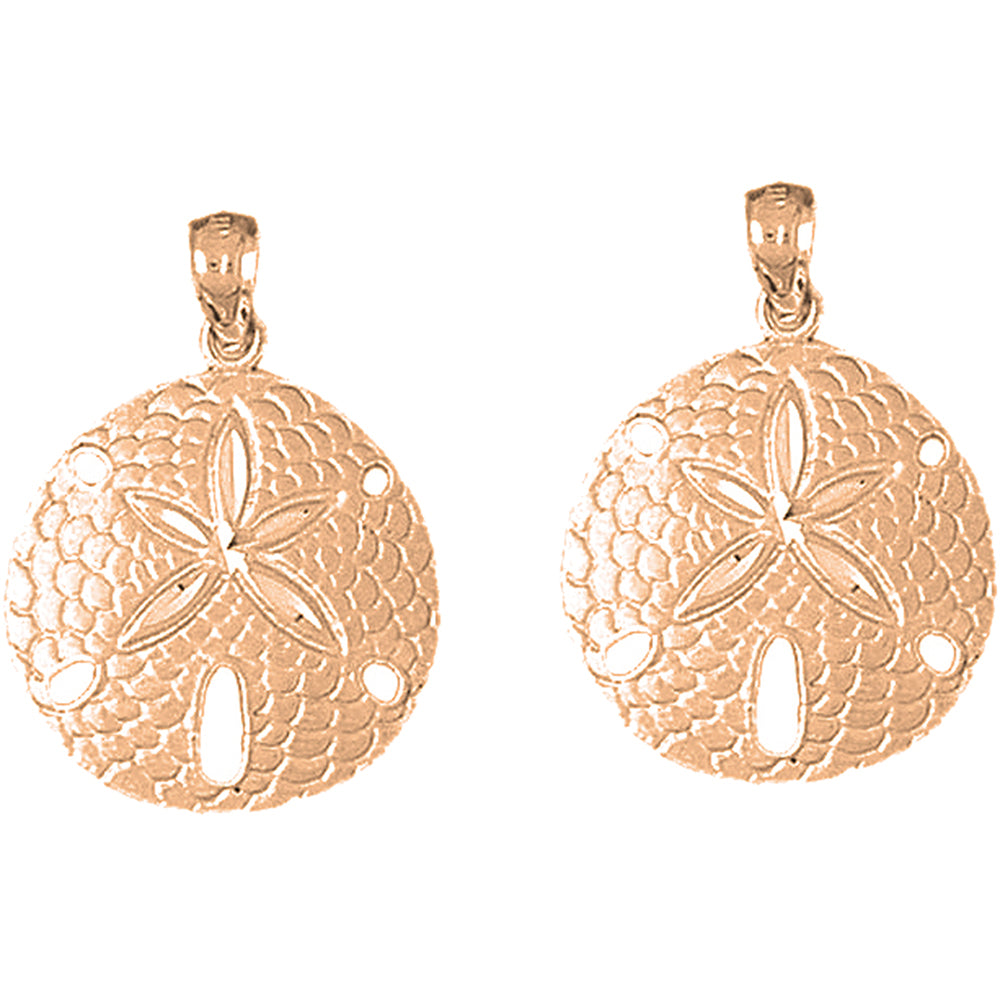 14K or 18K Gold 26mm Sand Dollar Earrings