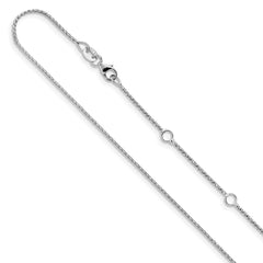 14K White Gold 1mm Diamond-cut Open Franco 1in+1in Adjustable Chain