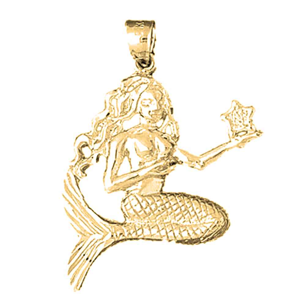 10K, 14K or 18K Gold Mermaid Pendant