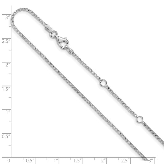 14K White Gold 1.4mm Diamond-cut Open Franco 1in+1in Adjustable Chain