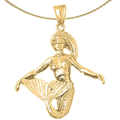 Colgante 3D de sirena de oro de 10K, 14K o 18K