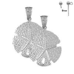 Sterling Silver 29mm Sand Dollar Earrings (White or Yellow Gold Plated)