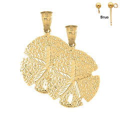 Sterling Silver 29mm Sand Dollar Earrings (White or Yellow Gold Plated)