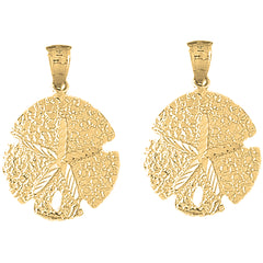 Yellow Gold-plated Silver 29mm Sand Dollar Earrings