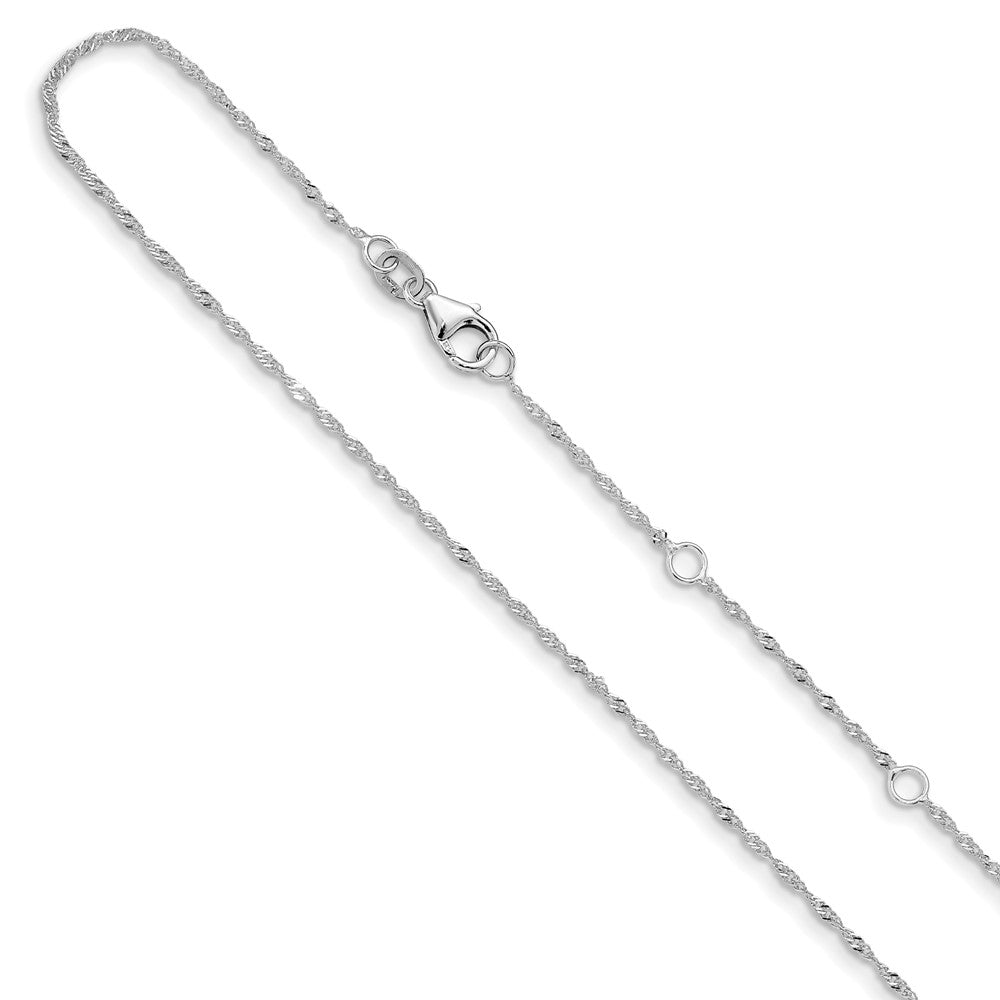 14K White Gold 1.25mm Singapore 1in+1in Adjustable Chain